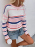 'Eulalie' Striped Pullover Knit Sweater - Celes Fashion